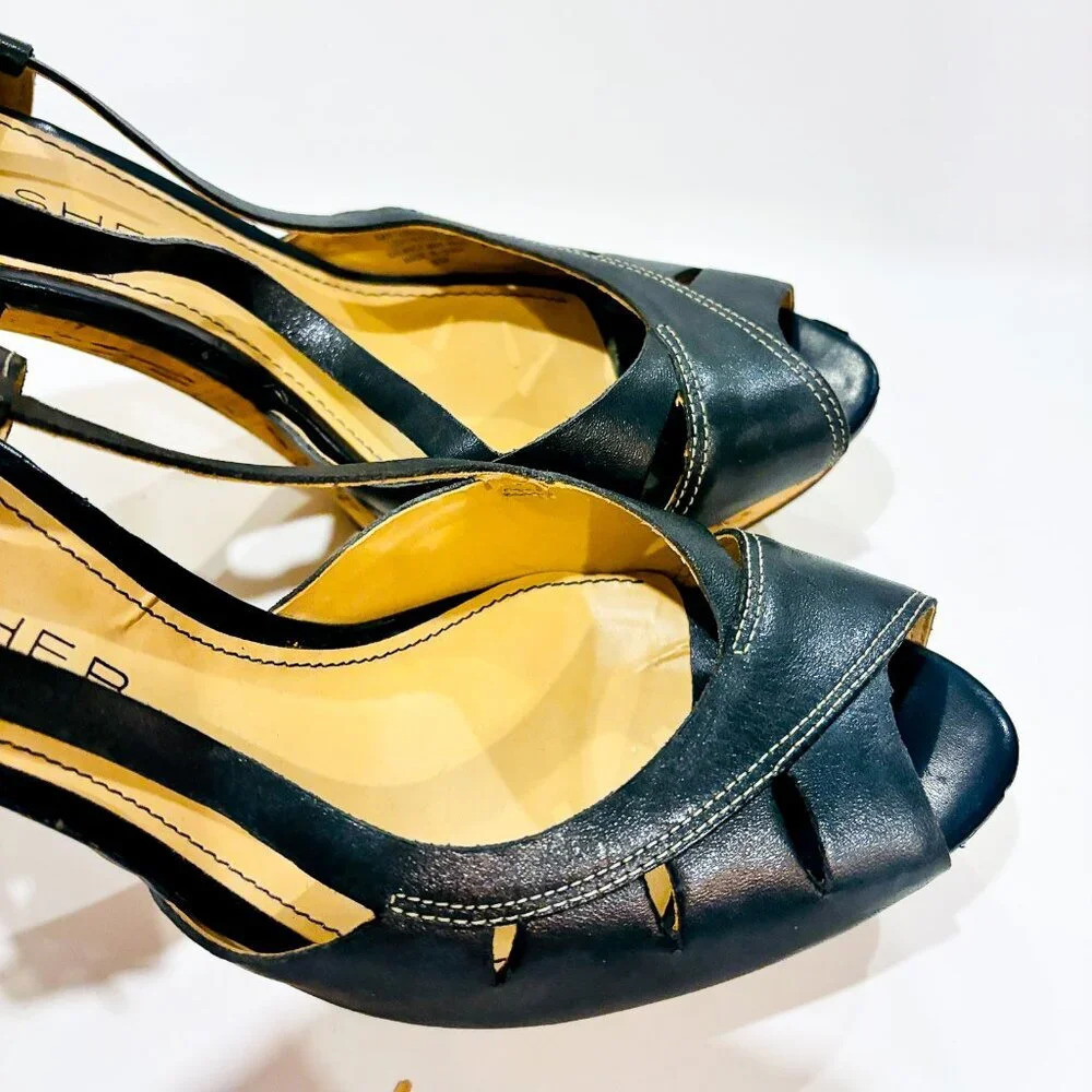 MARC FISHER Valma Cork Peep Toe Heels - Picture 5 of 8